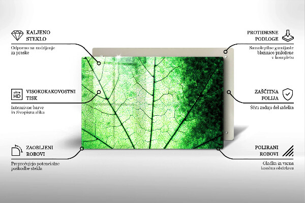 Protetor de fogão de vidro Nervuras decorativas das folhas