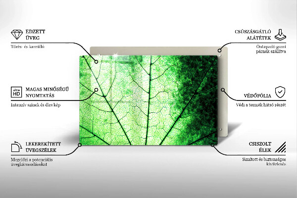 Protetor de fogão de vidro Nervuras decorativas das folhas