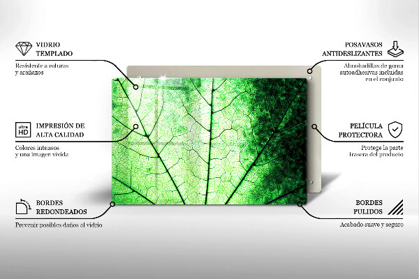 Protetor de fogão de vidro Nervuras decorativas das folhas