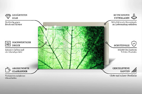 Protetor de fogão de vidro Nervuras decorativas das folhas