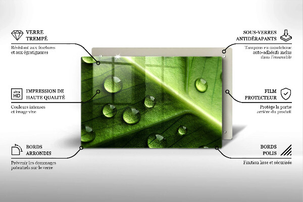 Protetor de fogão de vidro Orvalho e folha da natureza