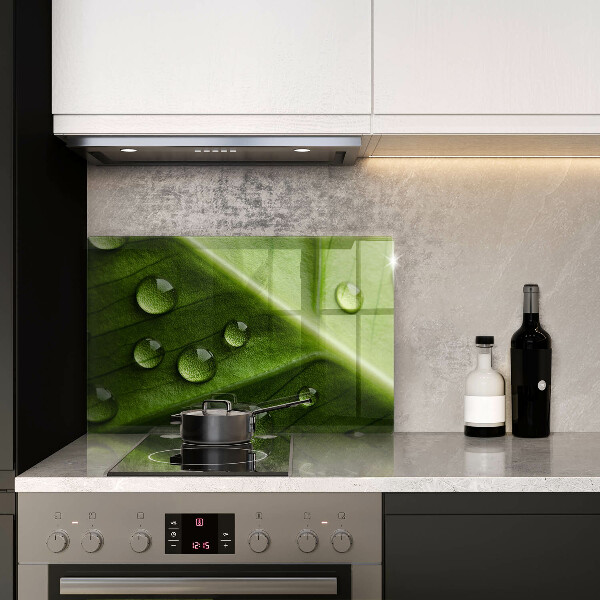 Protetor de fogão de vidro Orvalho e folha da natureza