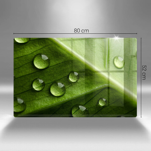 Protetor de fogão de vidro Orvalho e folha da natureza