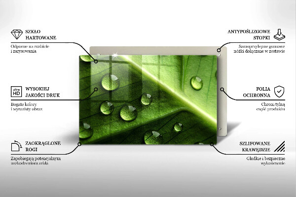 Protetor de fogão de vidro Orvalho e folha da natureza