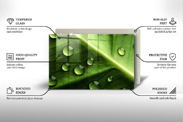 Protetor de fogão de vidro Orvalho e folha da natureza