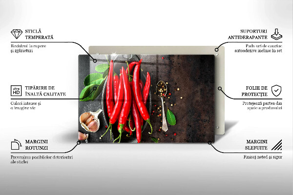 Protetor de fogão de vidro Pimentas vermelhas