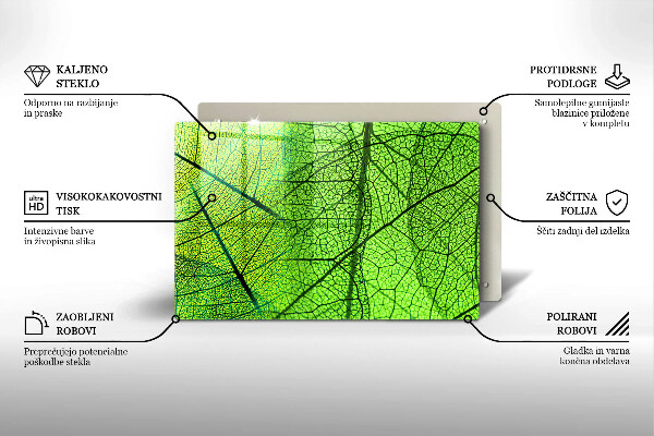 Protetor de fogão de vidro Natureza das nervuras das folhas