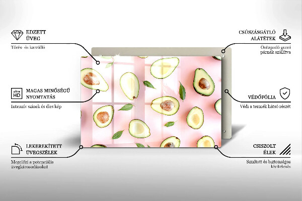 Protetor de fogão de vidro Padrão de abacate