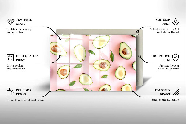 Protetor de fogão de vidro Padrão de abacate