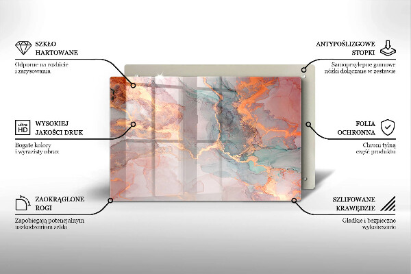 Protetor em vidro para fogão Mármore com ouro