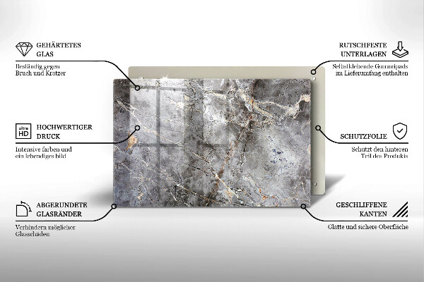 Protetor em vidro para fogão Textura de pedra