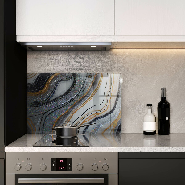 Protetor para fogão de vidro pedra com ouro