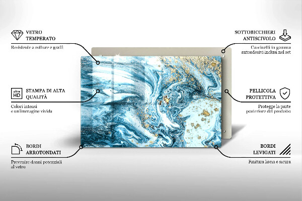Protetor de fogão de vidro Estrutura com ouro