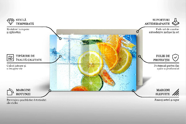 Protetor em vidro para fogão Água cítrica suculenta