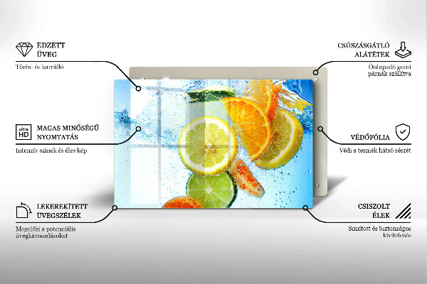 Protetor em vidro para fogão Água cítrica suculenta