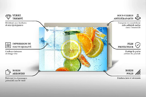 Protetor em vidro para fogão Água cítrica suculenta