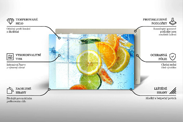 Protetor em vidro para fogão Água cítrica suculenta