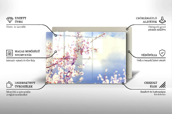 Protetor em vidro para fogão Árvore florida