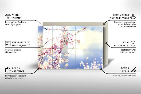 Protetor em vidro para fogão Árvore florida