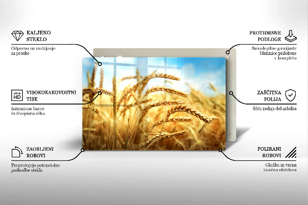 Protetor para fogão de vidro Espigas de grãos no campo