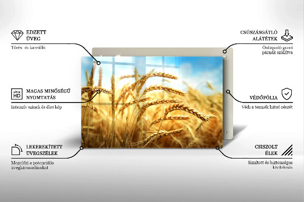 Protetor para fogão de vidro Espigas de grãos no campo