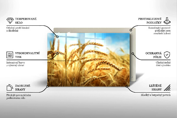 Protetor para fogão de vidro Espigas de grãos no campo