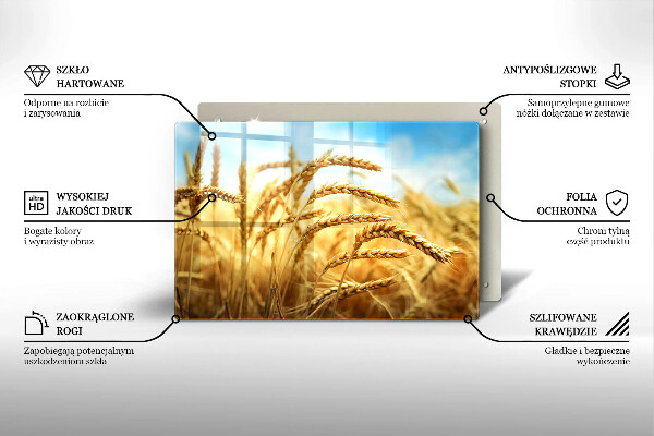 Protetor para fogão de vidro Espigas de grãos no campo