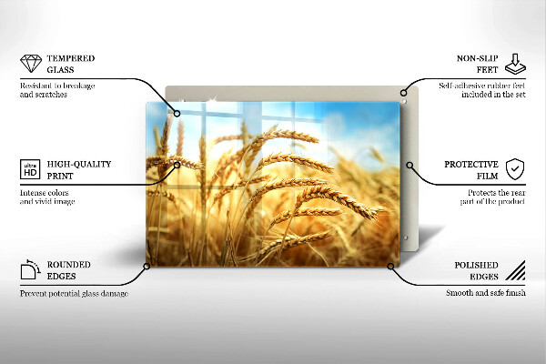 Protetor para fogão de vidro Espigas de grãos no campo