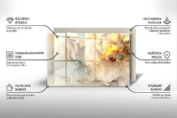 Protetor para fogão de vidro Textura de mármore com ouro