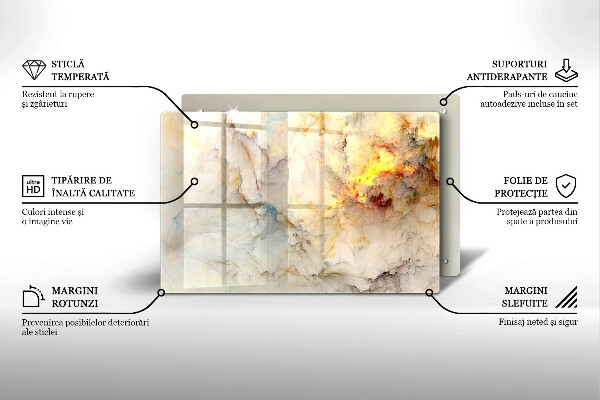 Protetor para fogão de vidro Textura de mármore com ouro