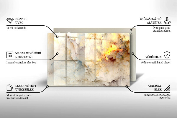 Protetor para fogão de vidro Textura de mármore com ouro