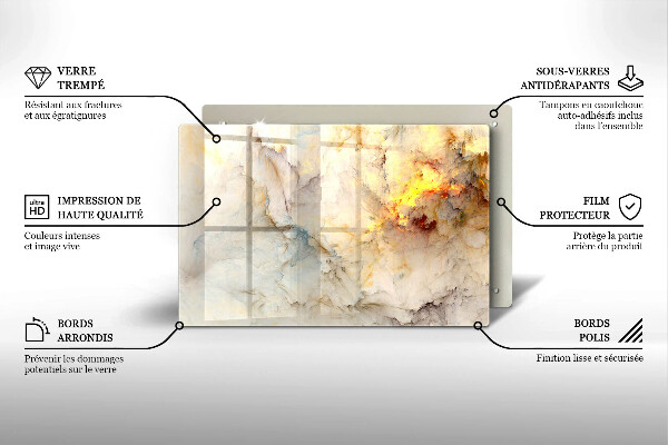 Protetor para fogão de vidro Textura de mármore com ouro