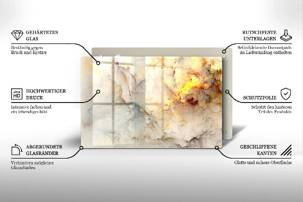 Protetor para fogão de vidro Textura de mármore com ouro