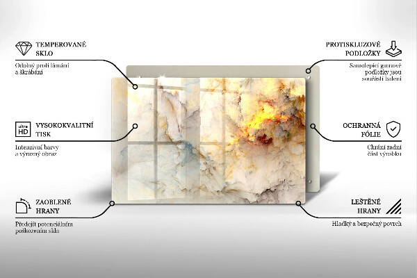 Protetor para fogão de vidro Textura de mármore com ouro