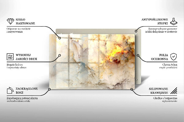 Protetor para fogão de vidro Textura de mármore com ouro