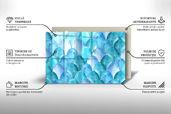 Protetor de fogão de vidro Escamas de aquarela