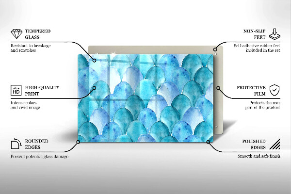 Protetor de fogão de vidro Escamas de aquarela