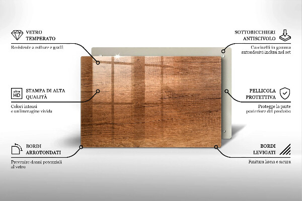 Protetor de fogão de vidro Textura de madeira