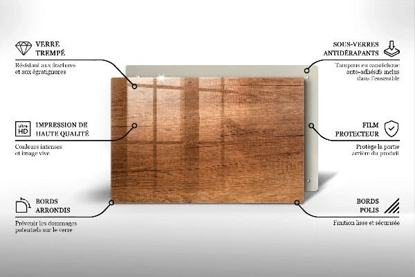 Protetor de fogão de vidro Textura de madeira