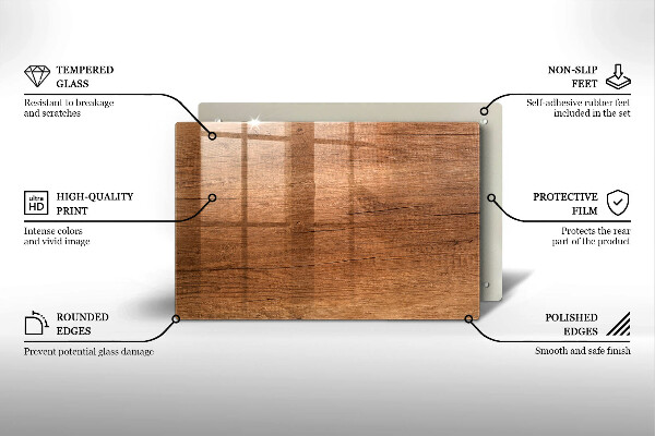 Protetor de fogão de vidro Textura de madeira