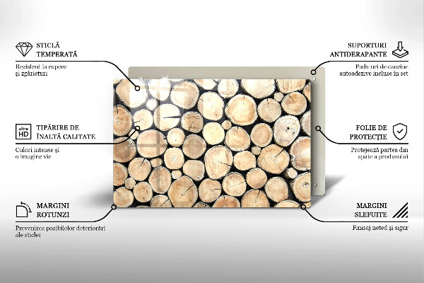 Protetor em vidro para fogão Troncos de árvores de madeira