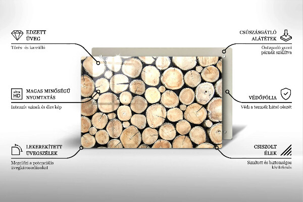 Protetor em vidro para fogão Troncos de árvores de madeira