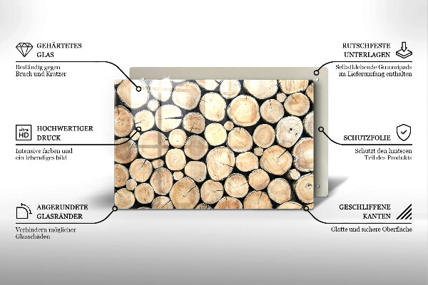 Protetor em vidro para fogão Troncos de árvores de madeira