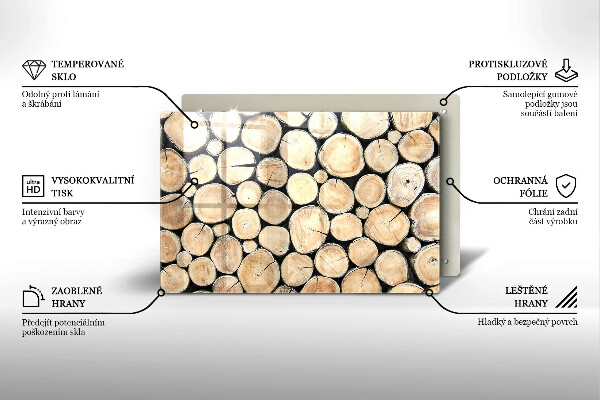 Protetor em vidro para fogão Troncos de árvores de madeira