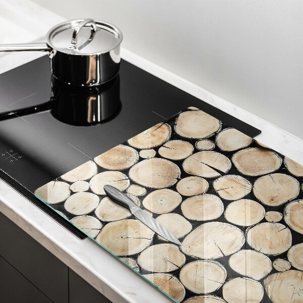 Protetor em vidro para fogão Troncos de árvores de madeira