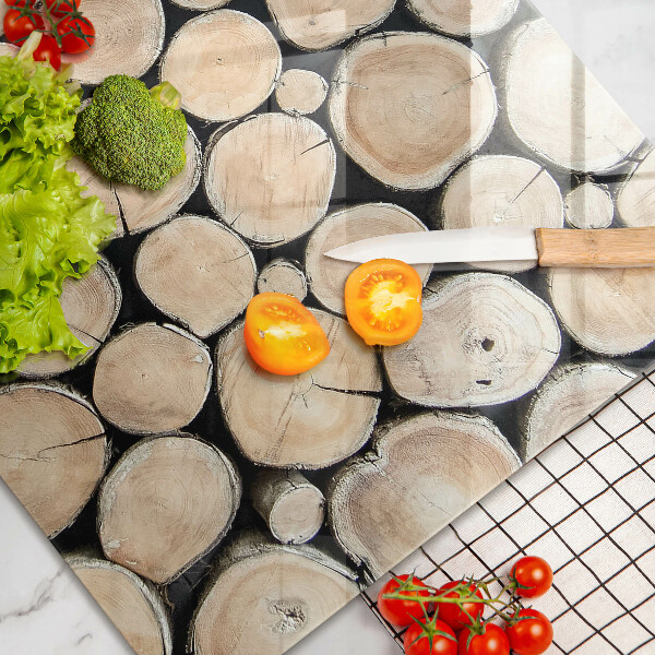 Protetor em vidro para fogão Troncos de árvores de madeira