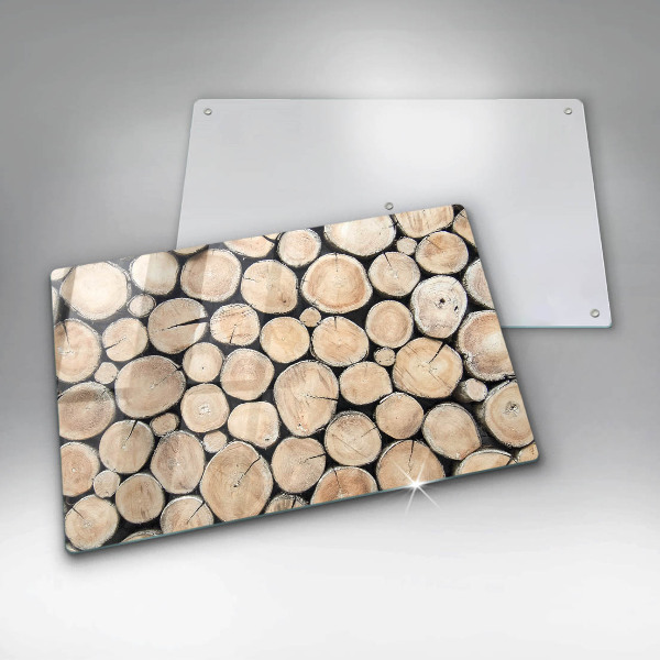 Protetor em vidro para fogão Troncos de árvores de madeira