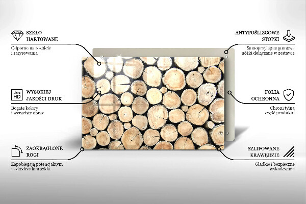 Protetor em vidro para fogão Troncos de árvores de madeira