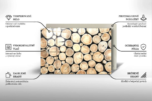 Protetor em vidro para fogão Troncos de árvores de madeira