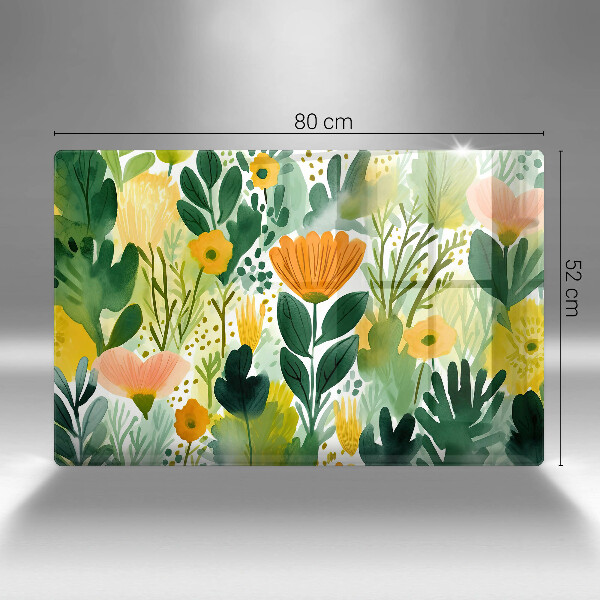 Protetor de fogão de vidro Flores pintadas